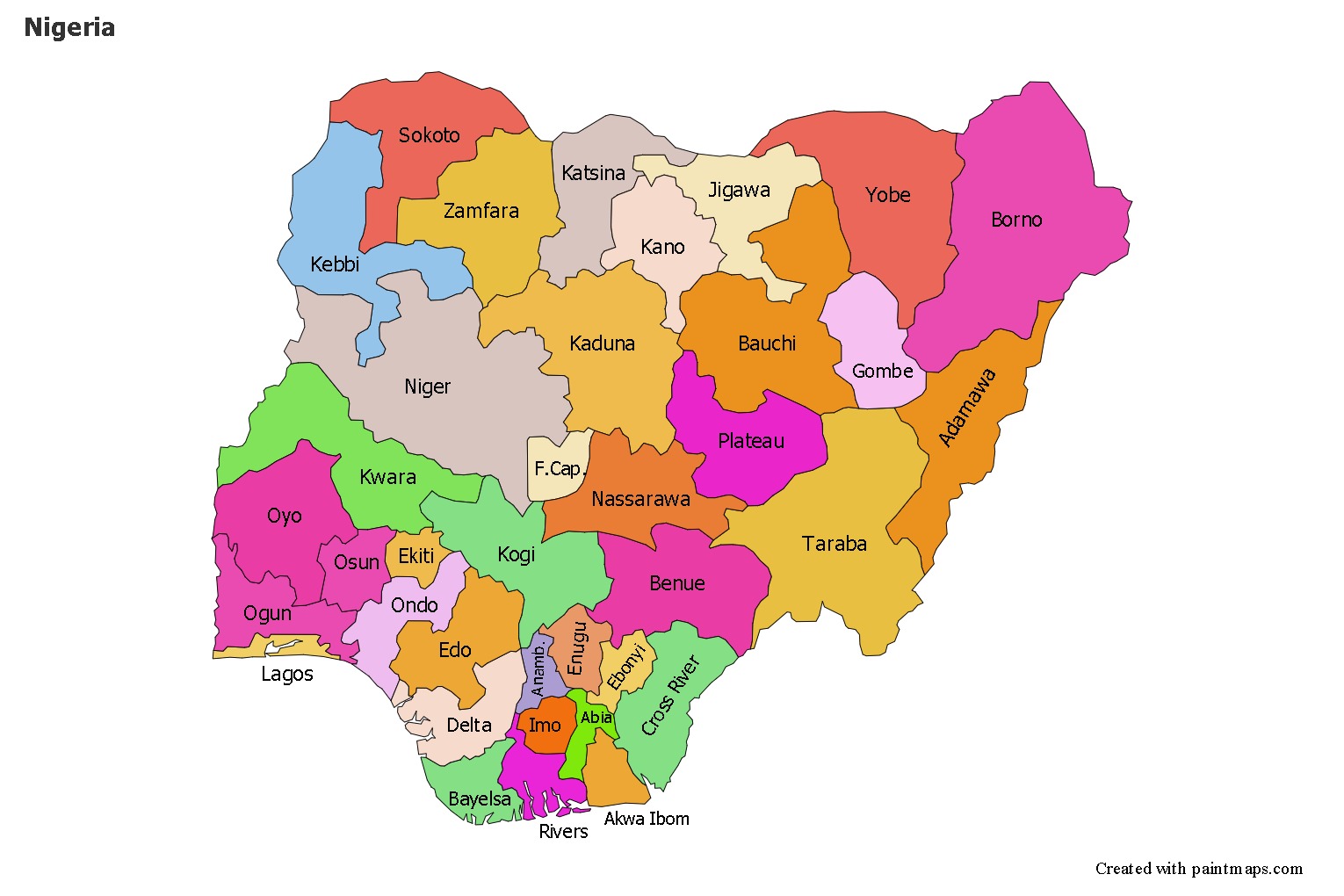 Diagram Of The Map Of Nigeria