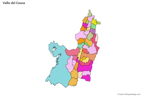 Mapas de muestra para Valle del Cauca (coloreado)