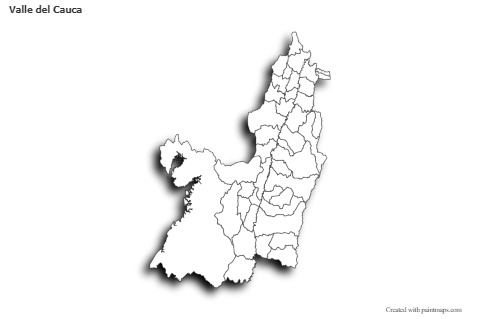 Mapas de muestra para Valle del Cauca (blanco-negro,sombrío)
