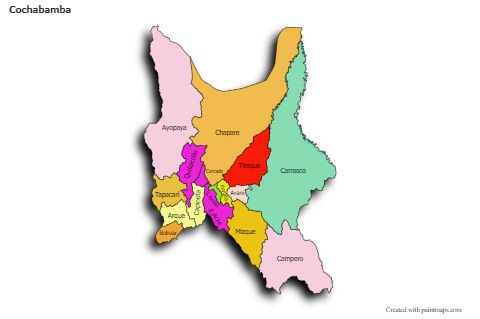 Mapas de muestra para Cochabamba (coloreado,sombrío)