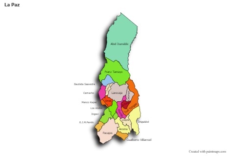 Exemplos de mapas para La Paz (colorido,sombreado)