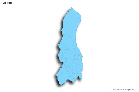 Exemplos de mapas para La Paz (azul,contorno,sombra)