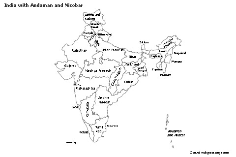 Sample Maps for India with Andaman and Nicobar (black-white)