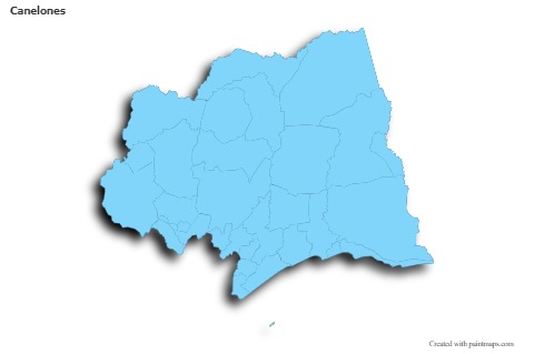 Contoh Peta untuk Canelones (biru,garis luar,bayangan)