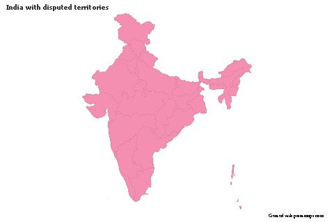 Sample Maps for India with disputed territories (pink,outline)
