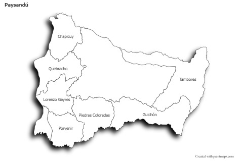 Paysandú için Örnek Haritalar (siyah-beyaz,gölgeli)