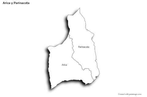 Mapas de muestra para Arica y Parinacota (blanco-negro,sombrío)