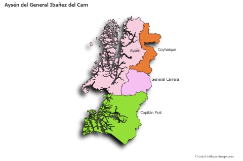 Sample Maps for Aysén del General Ibañez del Cam (colored,shadowy)