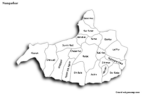 Contoh Peta untuk Nangarhar (hitam-putih,bayangan)