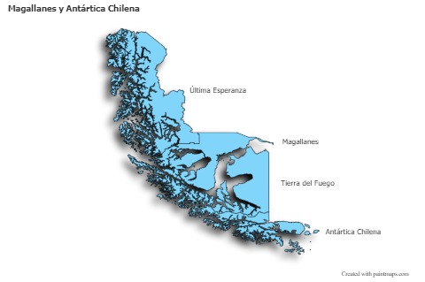 Mapas de muestra para Magallanes y Antártica Chilena (azul,sombrío)