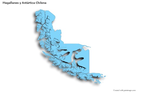 Mapas de muestra para Magallanes y Antártica Chilena (azul,contorno,sombrío)
