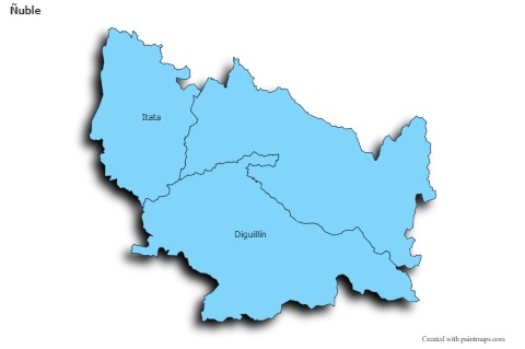 Contoh Peta untuk Ñuble (biru,bayangan)