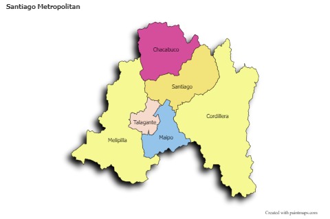 Contoh Peta untuk Santiago Metropolitan (berwarna,bayangan)