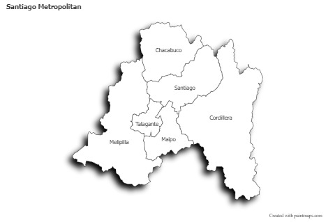 Contoh Peta untuk Santiago Metropolitan (hitam-putih,bayangan)