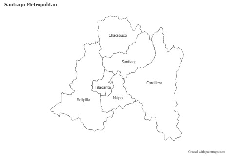 Contoh Peta untuk Santiago Metropolitan (hitam-putih)