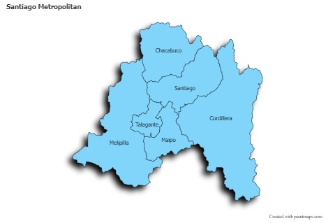 Contoh Peta untuk Santiago Metropolitan (biru,bayangan)