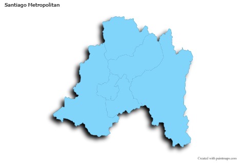 Contoh Peta untuk Santiago Metropolitan (biru,garis luar,bayangan)