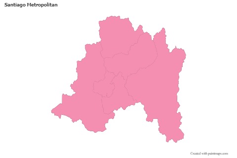 Contoh Peta untuk Santiago Metropolitan (merah jambu,garis besar)