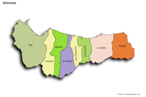Sample Maps for Atlántida (colored,shadowy)