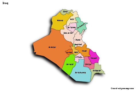 Irak için Örnek Haritalar (renkli,gölgeli)