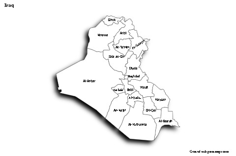 Irak için Örnek Haritalar (siyah-beyaz,gölgeli)