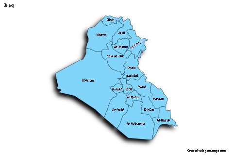 Irak için Örnek Haritalar (mavi,gölgeli)
