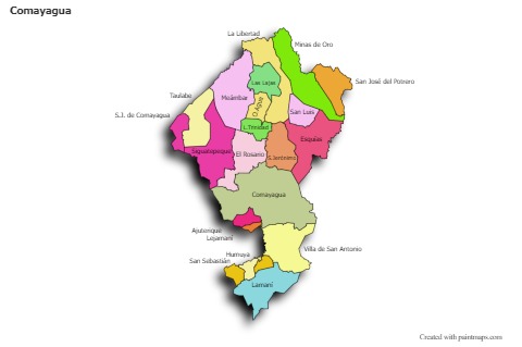 Comayagua için Örnek Haritalar (renkli,gölgeli)