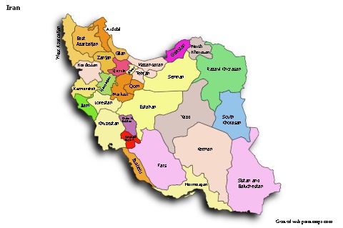 Sample Maps for Iran (colored,shadowy)