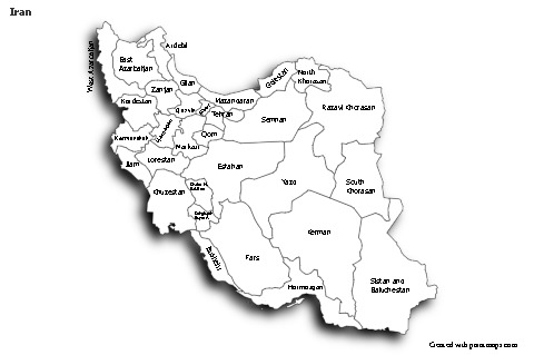 Sample Maps for Iran (black-white,shadowy)
