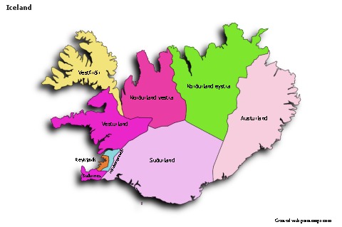 Contoh Peta untuk Islandia (berwarna,bayangan)