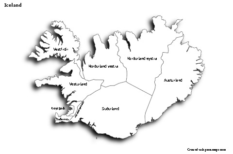 Contoh Peta untuk Islandia (hitam-putih,bayangan)