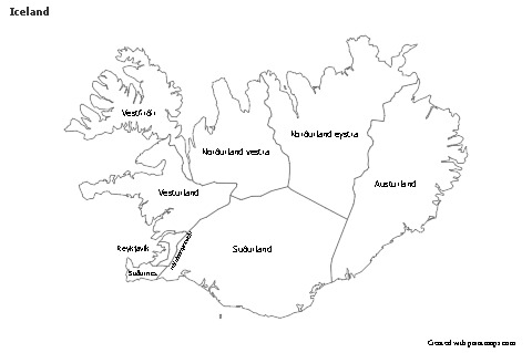 Contoh Peta untuk Islandia (hitam-putih)