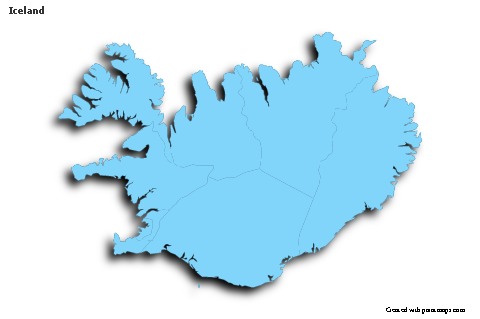 Contoh Peta untuk Islandia (biru,garis luar,bayangan)