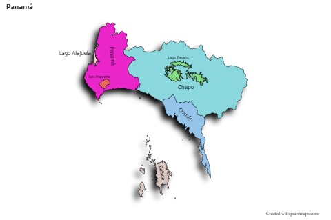 Sample Maps for Panamá (colored,shadowy)
