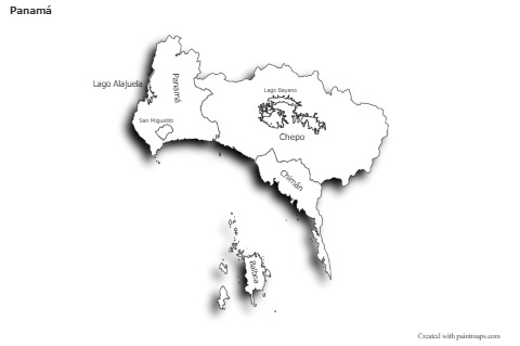 Sample Maps for Panamá (black-white,shadowy)