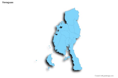 Contoh Peta untuk Veraguas (biru,garis luar,bayangan)