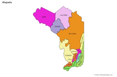 Mapas de muestra para Alajuela (coloreado)