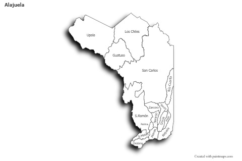 Mapas de muestra para Alajuela (blanco-negro,sombrío)