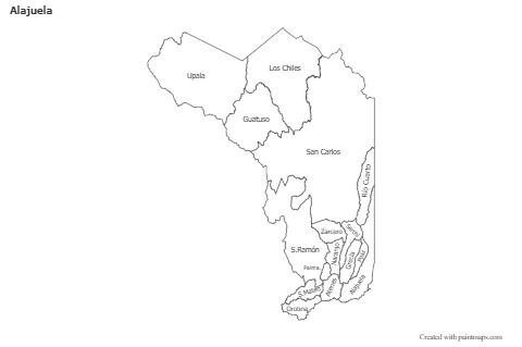 Mapas de muestra para Alajuela (blanco-negro)
