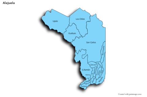 Mapas de muestra para Alajuela (azul,sombrío)