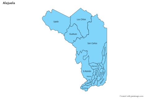 Mapas de muestra para Alajuela (azul)