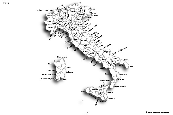 Sample Maps for Italy (black-white,shadowy)