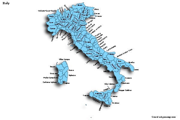 Sample Maps for Italy (blue,shadowy)