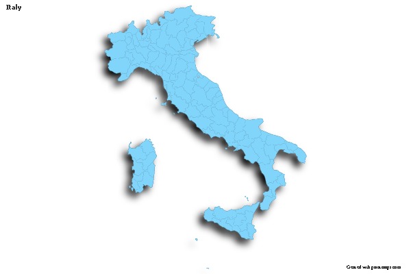 Sample Maps for Italy (blue,outline,shadowy)