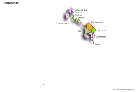 Sample Maps for Puntarenas (colored,shadowy)