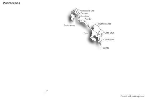 Sample Maps for Puntarenas (black-white,shadowy)