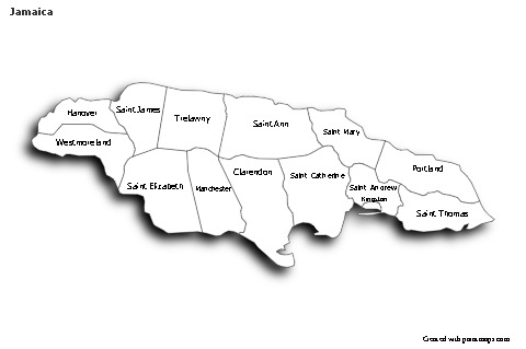 Sample Maps for Jamaica (black-white,shadowy)