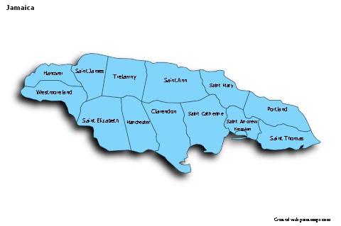 Sample Maps for Jamaica (blue,shadowy)