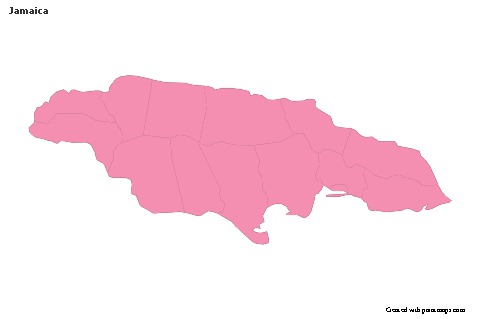 Sample Maps for Jamaica (pink,outline)