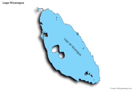 Contoh Peta untuk Lago Nicaragua (biru,bayangan)